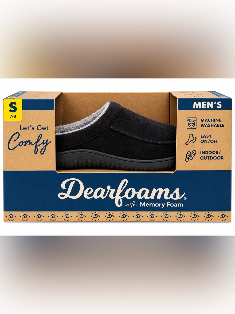 Dearfoams Black Memory Foam Slip-On Slippers